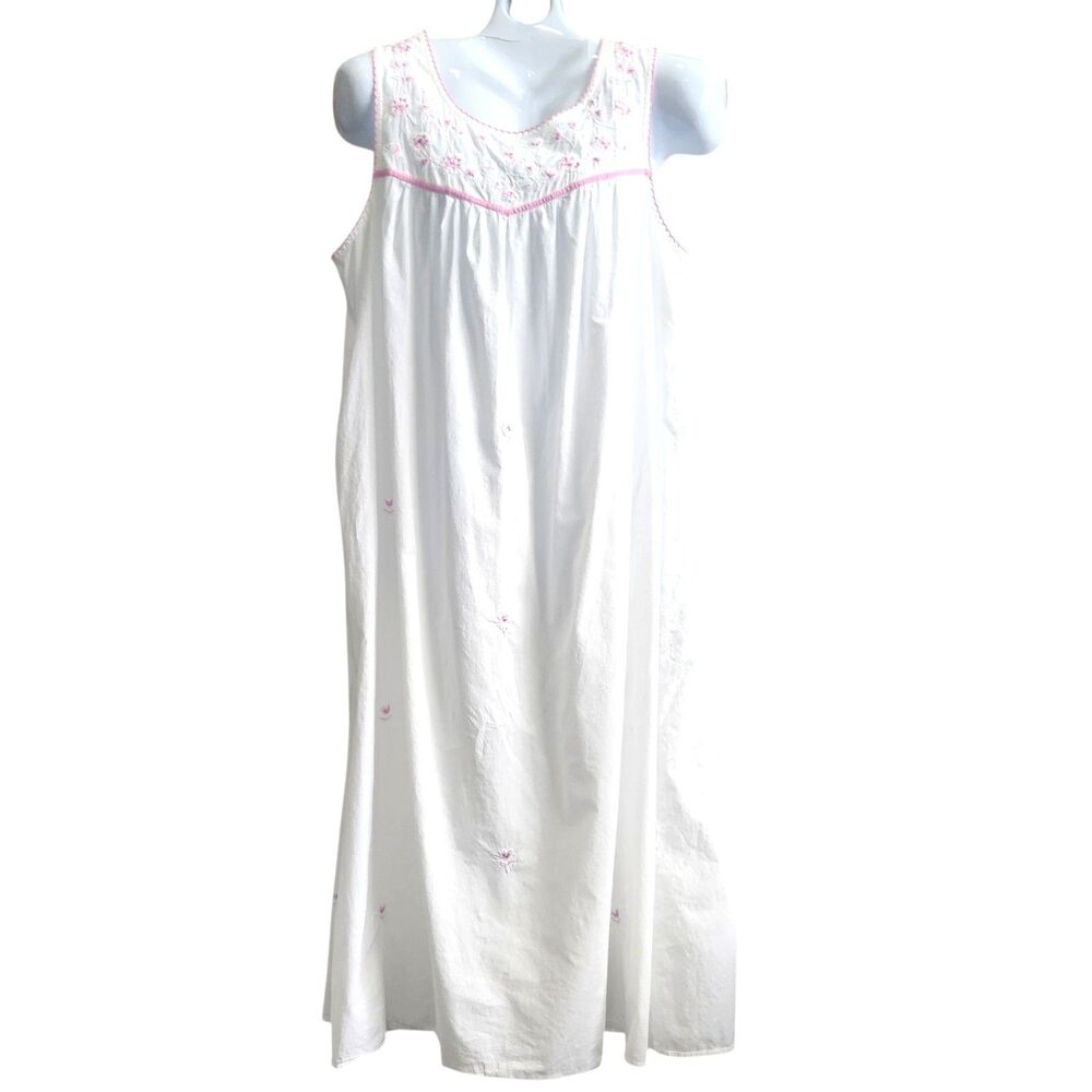 VTG Claires Rose 100 Cotton Floral Emb Maxi-Gown-Cottagecore/Victorian/Boho/ XL